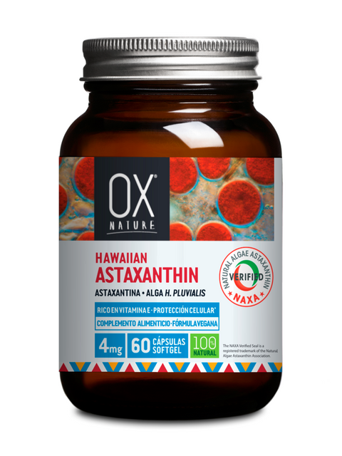 Astaxantina Natural Havaiana 4mg + Vitamina E • Naxa Verified • 60 Cápsulas Vegan Softgel