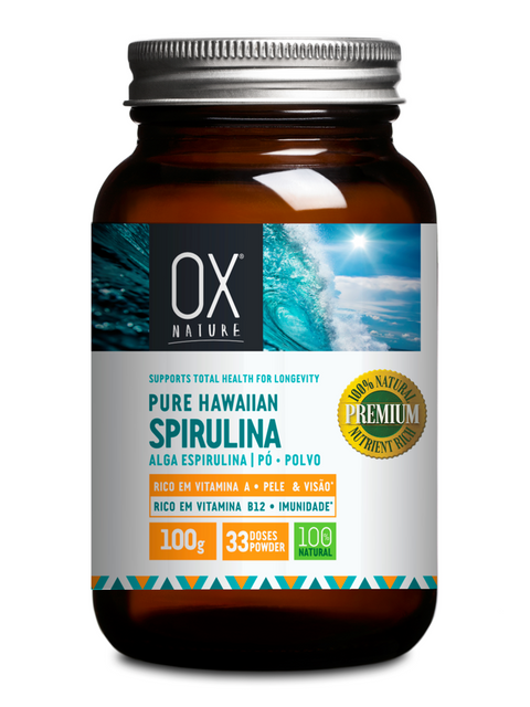 Pura Spirulina Havaiana em Pó Premium 100g – Suplemento Natural para Imunidade, Energia e Bem-Estar (Humanos e Pets)