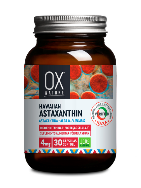 Astaxantina Natural Havaiana 4mg + Vitamina E • Naxa Verified • 30 Cápsulas Vegan Softgel